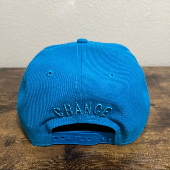 New Era 9FIFTY Chance The Rapper Pink Logo Sunwash Blue Snapback Cap Ltd Ed - Picture 3 of 6
